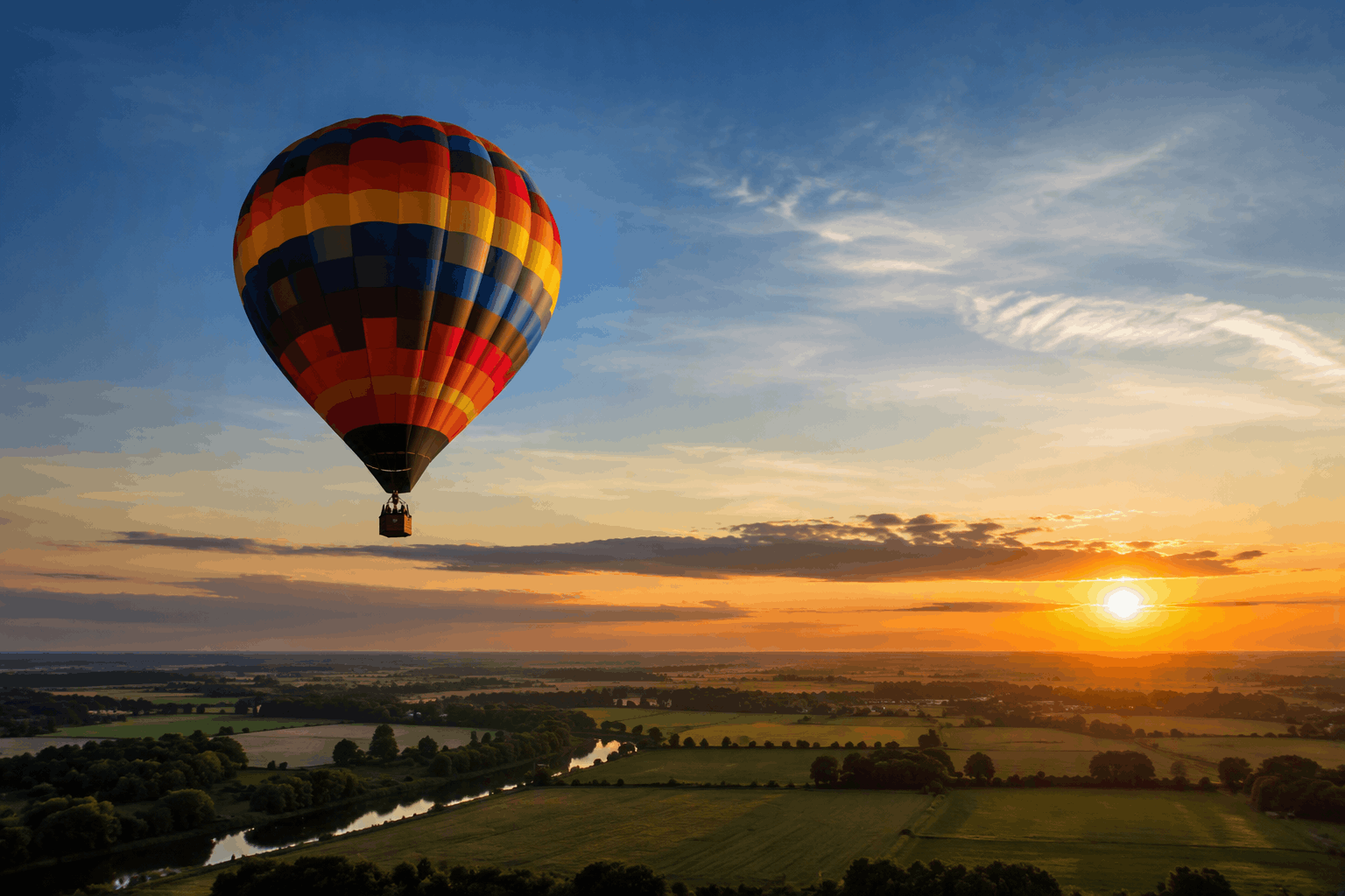 Luchtballon zwevend over Nederland