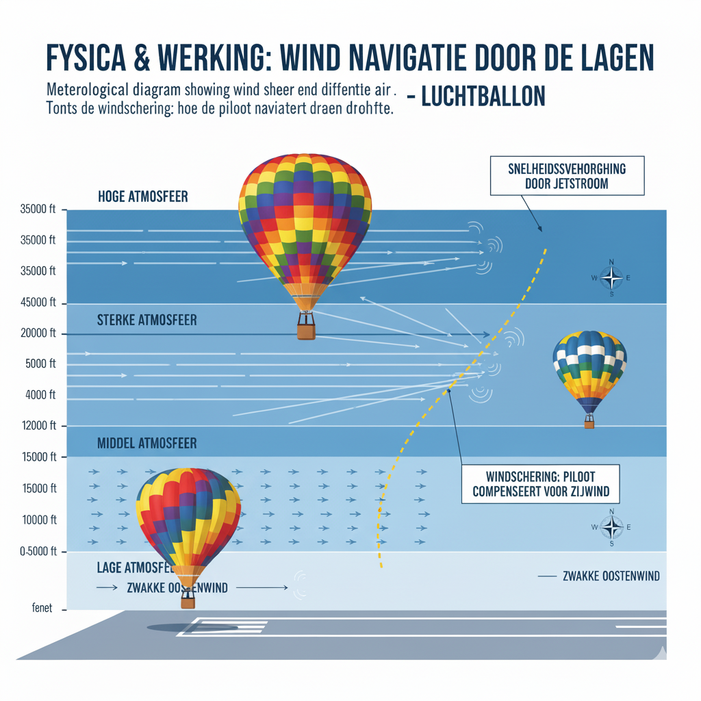 Diagram van windschering voor ballonnavigatie